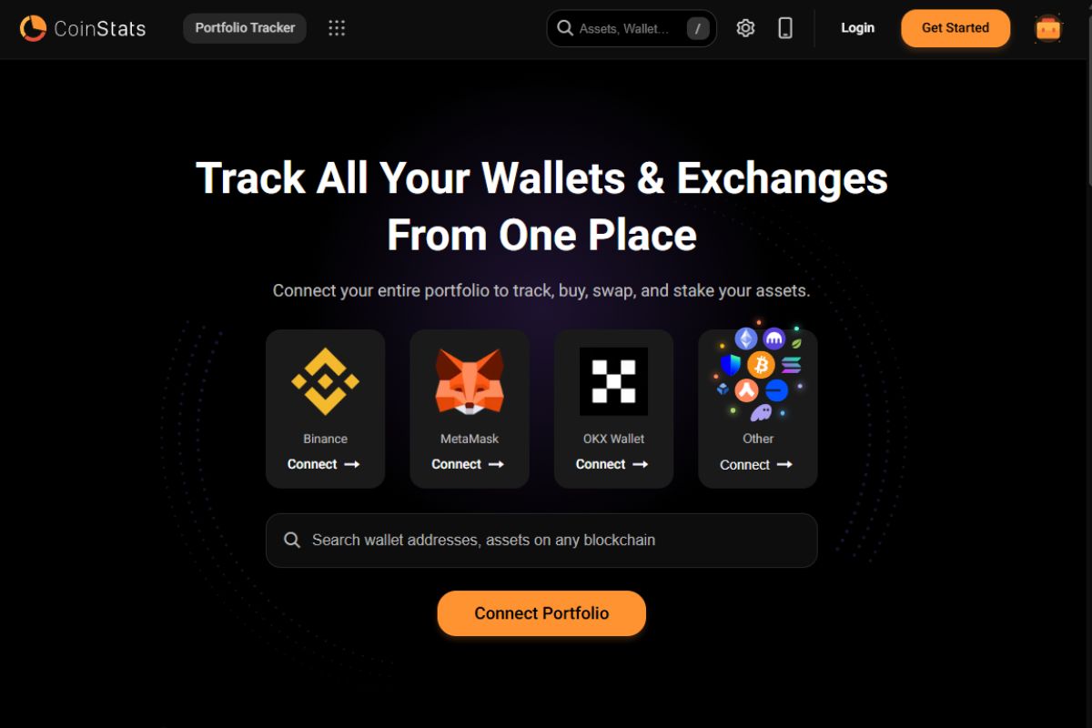 Screenshot of the CoinStats dashboard showcasing its DeFi and NFT tracking capabilities