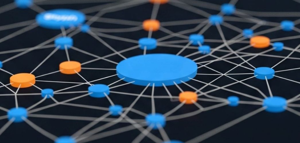 An abstract visualization of interconnected nodes and story threads representing crypto narratives An abstract visualization of interconnected nodes and story threads representing crypto narratives